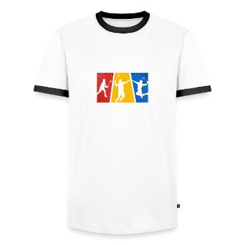 badminton badminton badminton player - Men's Ringer Shirt - white/black - Front - AI Model Female 172 light (172cm) & AI Model Male 178 dark (178cm)