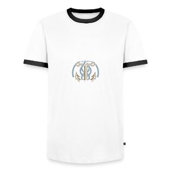 Ich mag Boote Segler Segeln Kapitän - Männer Kontrast-T-Shirt - Weiß/Schwarz - Vorne - AI Model Female 172 light (172cm) & AI Model Male 178 dark (178cm)