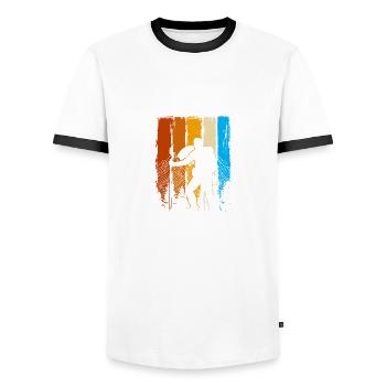 Nature, Hiking, Hiking, Mountains, Mountaineering - Men's Ringer Shirt - white/black - Front - AI Model Female 172 light (172cm) & AI Model Male 178 dark (178cm)