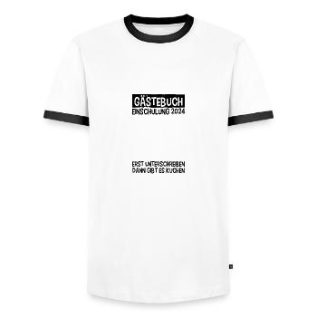 School Enrollment 2024 Guestbook School Child School Start - Men's Ringer Shirt - white/black - Front - AI Model Female 172 light (172cm) & AI Model Male 178 dark (178cm)