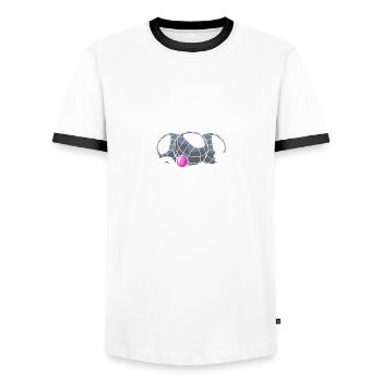 Boule Queen Petanque Boule Player - Men's Ringer Shirt - white/black - Front - AI Model Female 172 light (172cm) & AI Model Male 178 dark (178cm)