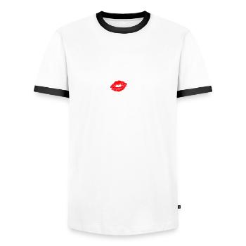 Pétanque Boule Joueur de Boule - T-shirt contrasté Homme - blanc/noir - Devant - AI Model Female 172 light (172cm) & AI Model Male 178 dark (178cm)
