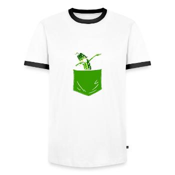 Funny Cucumber Pickle Cucumber Lover - Men's Ringer Shirt - white/black - Front - AI Model Female 172 light (172cm) & AI Model Male 178 dark (178cm)