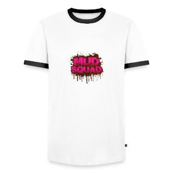 Mud squad Schlammlauf Mud Run Muddy Race - Men's Ringer Shirt - white/black - Front - AI Model Female 172 light (172cm) & AI Model Male 178 dark (178cm)