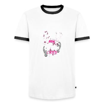 Mud now wine later Schlammlauf Mud Run Muddy Race - Men's Ringer Shirt - white/black - Front - AI Model Female 172 light (172cm) & AI Model Male 178 dark (178cm)