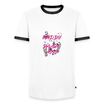 Classy muddy Schlammlauf Mud Run Muddy Race - Men's Ringer Shirt - white/black - Front - AI Model Female 172 light (172cm) & AI Model Male 178 dark (178cm)