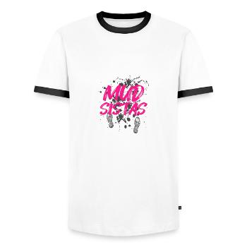 Mud sistas Schlammlauf Mud Run Muddy Race - Men's Ringer Shirt - white/black - Front - AI Model Female 172 light (172cm) & AI Model Male 178 dark (178cm)