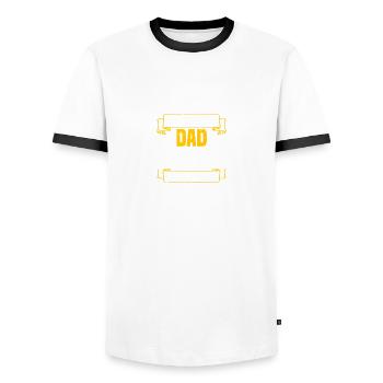 Bodybuilding Dad Bodybuilder Gym Weight Lifting - Men's Ringer Shirt - white/black - Front - AI Model Female 172 light (172cm) & AI Model Male 178 dark (178cm)