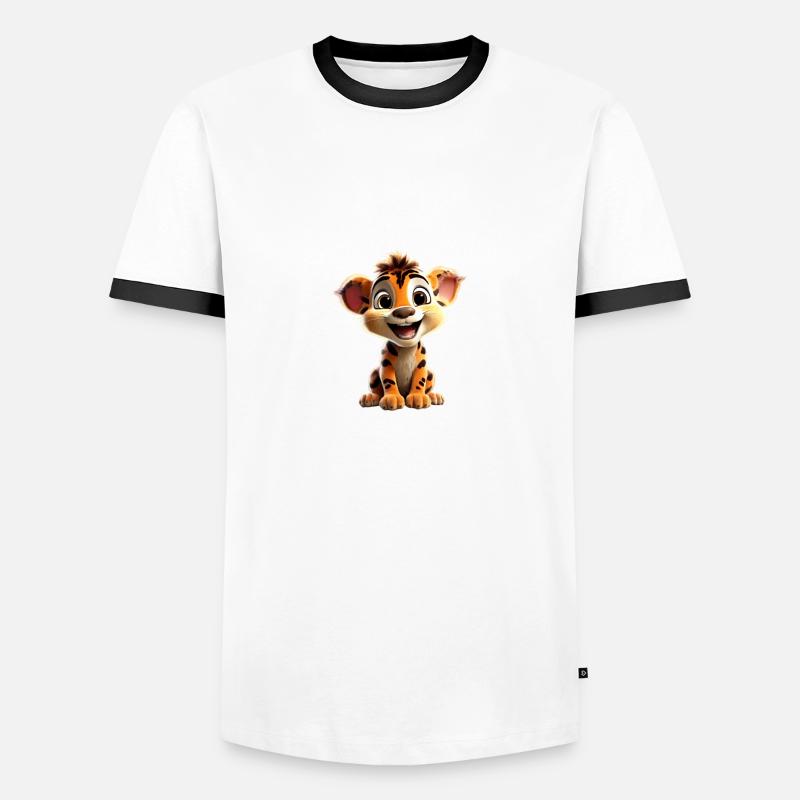 Fröhliches Löwenjunges - Männer Kontrast-T-Shirt - Weiß/Schwarz