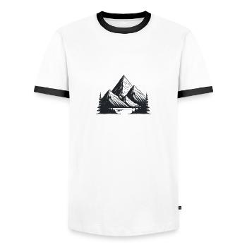 mountaineering, nature, hiking, mountaineering - Men's Ringer Shirt - white/black - Front - AI Model Female 172 light (172cm) & AI Model Male 178 dark (178cm)