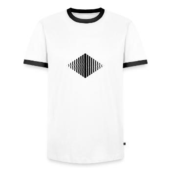 Rhombus shape line pattern many strokes - Men's Ringer Shirt - white/black - Front - AI Model Female 172 light (172cm) & AI Model Male 178 dark (178cm)
