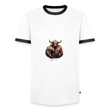 Muscles du taureau - T-shirt contrasté Homme - blanc/noir - Devant - AI Model Female 172 light (172cm) & AI Model Male 178 dark (178cm)