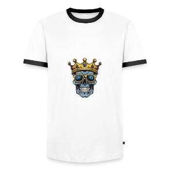 Crâne Roi - T-shirt contrasté Homme - blanc/noir - Devant - AI Model Female 172 light (172cm) & AI Model Male 178 dark (178cm)