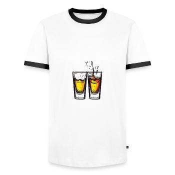 Tequila Glasses Vodka - Men's Ringer Shirt - white/black - Front - AI Model Female 172 light (172cm) & AI Model Male 178 dark (178cm)
