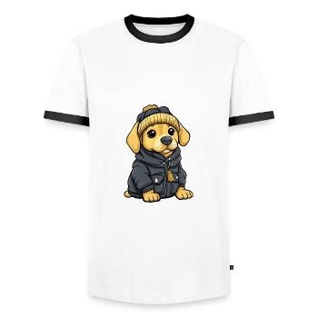 Labrador Dog Stylish - Men's Ringer Shirt - white/black - Front - AI Model Female 172 light (172cm) & AI Model Male 178 dark (178cm)
