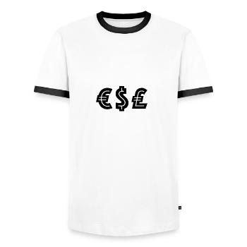 L'argent règne sur le monde - T-shirt contrasté Homme - blanc/noir - Devant - AI Model Female 172 light (172cm) & AI Model Male 178 dark (178cm)