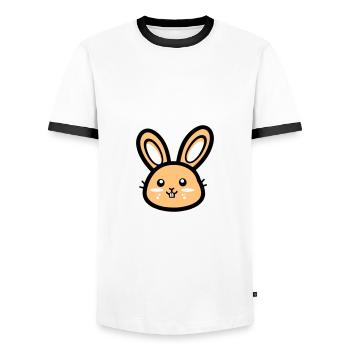 Tête de lapin Icône de lapin de Pâques - T-shirt contrasté Homme - blanc/noir - Devant - AI Model Female 172 light (172cm) & AI Model Male 178 dark (178cm)