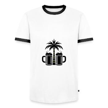 Plage de Beer Palm Trees - T-shirt contrasté Homme - blanc/noir - Devant - AI Model Female 172 light (172cm) & AI Model Male 178 dark (178cm)