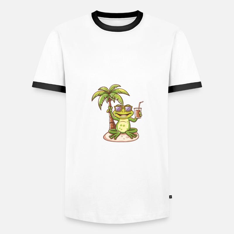 Frosch Sommer Strand Comic - Männer Kontrast-T-Shirt - Weiß/Schwarz