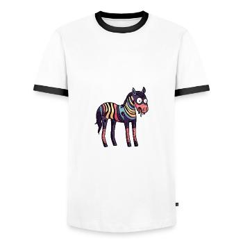 Horse Halloween Animal - Men's Ringer Shirt - white/black - Front - AI Model Female 172 light (172cm) & AI Model Male 178 dark (178cm)