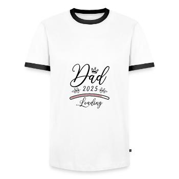Dad 2025 Loading Papa Saying - Men's Ringer Shirt - white/black - Front - AI Model Female 172 light (172cm) & AI Model Male 178 dark (178cm)