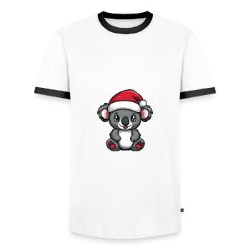 Koala Noël mignon - T-shirt contrasté Homme - blanc/noir - Devant - AI Model Female 172 light (172cm) & AI Model Male 178 dark (178cm)