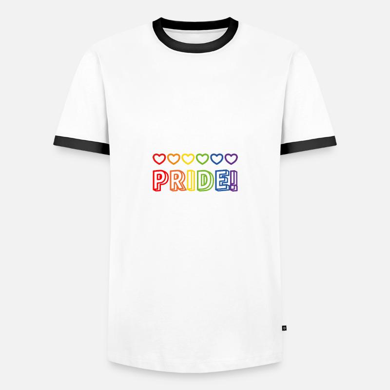 Pride Rainbow Hearts - Men's Ringer Shirt - white/black