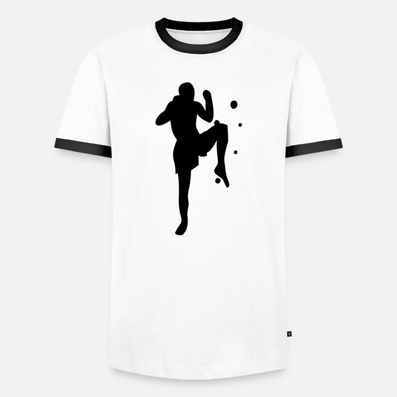 Kickboxen - Männer Kontrast-T-Shirt - Weiß/Schwarz