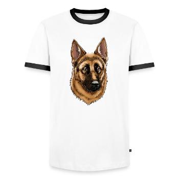 English Shepherd - Men's Ringer Shirt - white/black - Front - AI Model Female 172 light (172cm) & AI Model Male 178 dark (178cm)