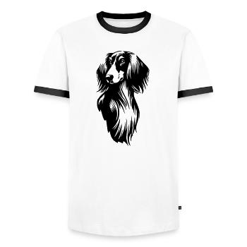Saluki Head - Men's Ringer Shirt - white/black - Front - AI Model Female 172 light (172cm) & AI Model Male 178 dark (178cm)