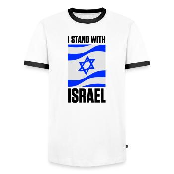 I Stand With Israel - Men's Ringer Shirt - white/black - Front - AI Model Female 172 light (172cm) & AI Model Male 178 dark (178cm)