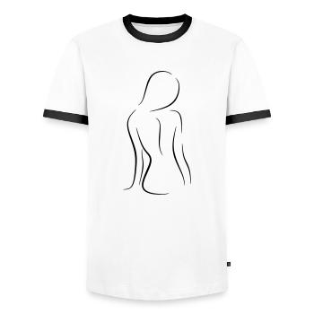 Line art woman silhouette - Men's Ringer Shirt - white/black - Front - AI Model Female 172 light (172cm) & AI Model Male 178 dark (178cm)