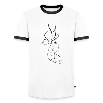 Butterfly Soul - Men's Ringer Shirt - white/black - Front - AI Model Female 172 light (172cm) & AI Model Male 178 dark (178cm)