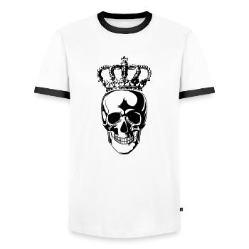 Skull King - Men's Ringer Shirt - white/black - Front - AI Model Female 172 light (172cm) & AI Model Male 178 dark (178cm)