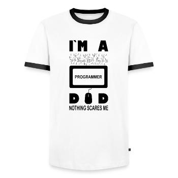 Ich bin ein Programmierer, Vater, nichts macht mir Angst - Männer Kontrast-T-Shirt - Weiß/Schwarz - Vorne - AI Model Female 172 light (172cm) & AI Model Male 178 dark (178cm)