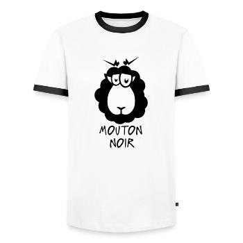 mouton noir citation dessin - T-shirt contrasté Homme - blanc/noir - Devant - AI Model Female 172 light (172cm) & AI Model Male 178 dark (178cm)