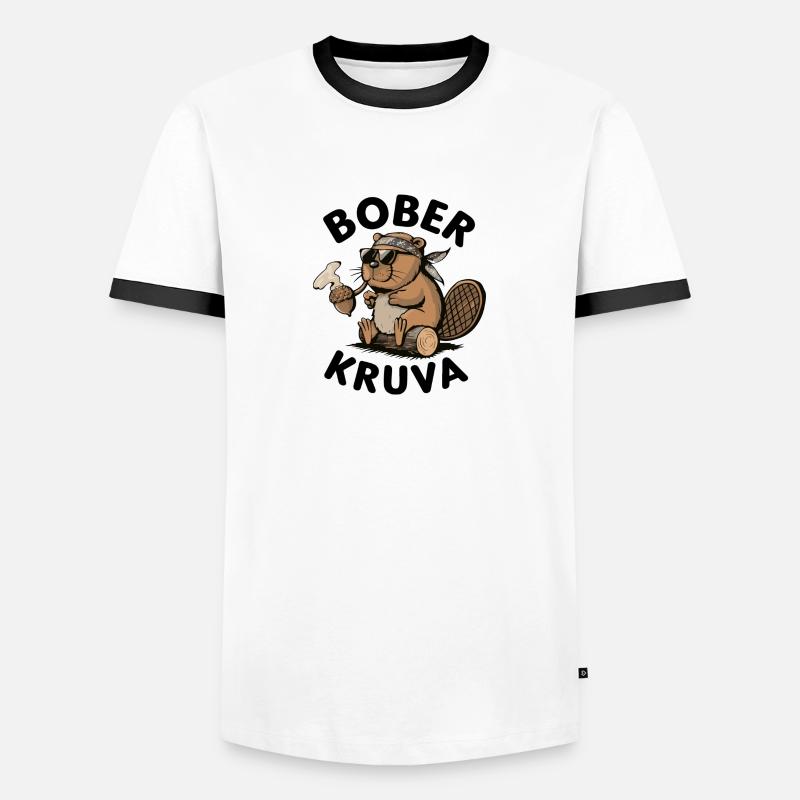 Bober der bieber - Männer Kontrast-T-Shirt - Weiß/Schwarz