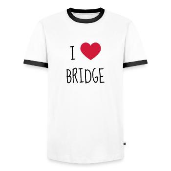 Bridge Card game Kartenspiel Jeu de cartes - Men's Ringer Shirt - white/black - Front - AI Model Female 172 light (172cm) & AI Model Male 178 dark (178cm)