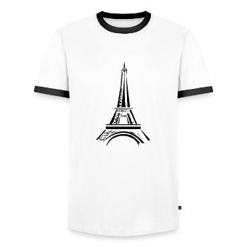 Eiffelturm - Männer Kontrast-T-Shirt - Weiß/Schwarz - Vorne - AI Model Female 172 light (172cm) & AI Model Male 178 dark (178cm)