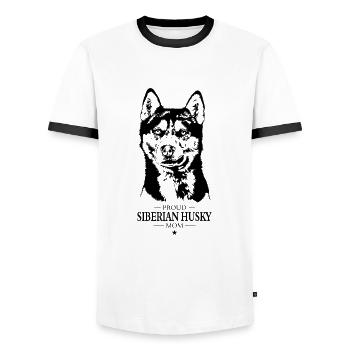 Siberian Husky Mom Hunde Hund Wilsigns - Männer Kontrast-T-Shirt - Weiß/Schwarz - Vorne - AI Model Female 172 light (172cm) & AI Model Male 178 dark (178cm)