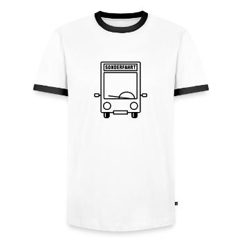 Bus - voyage spécial - T-shirt contrasté Homme - blanc/noir - Devant - AI Model Female 172 light (172cm) & AI Model Male 178 dark (178cm)