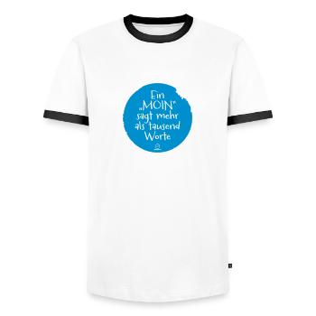 Ein MOIN sagt mehr als tausend Worte - Männer Kontrast-T-Shirt - Weiß/Schwarz - Vorne - AI Model Female 172 light (172cm) & AI Model Male 178 dark (178cm)