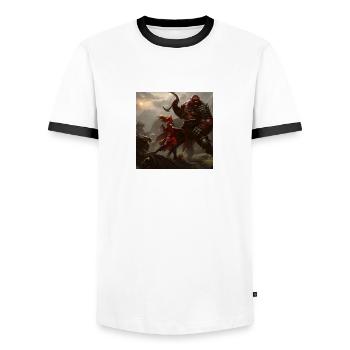 Orc contre femme - T-shirt contrasté Homme - blanc/noir - Devant - AI Model Female 172 light (172cm) & AI Model Male 178 dark (178cm)