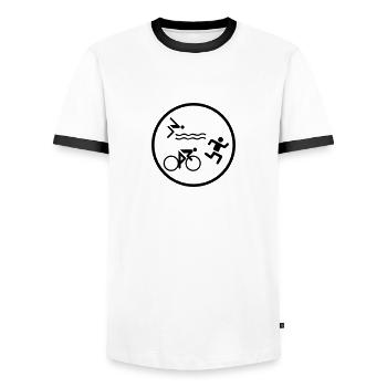 Triathlon - T-shirt contrasté Homme - blanc/noir - Devant - AI Model Female 172 light (172cm) & AI Model Male 178 dark (178cm)