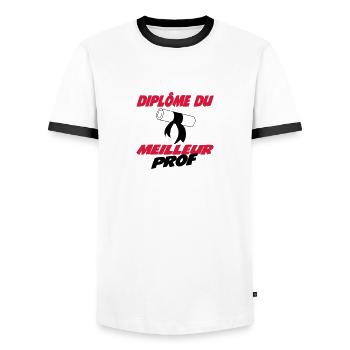 Diplôme du meilleur prof - Männer Kontrast-T-Shirt - Weiß/Schwarz - Vorne - AI Model Female 172 light (172cm) & AI Model Male 178 dark (178cm)