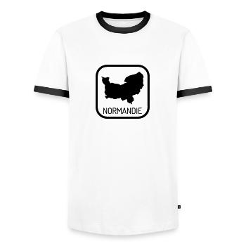 Normandie / Normand / Normande / France - Männer Kontrast-T-Shirt - Weiß/Schwarz - Vorne - AI Model Female 172 light (172cm) & AI Model Male 178 dark (178cm)