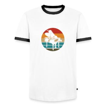 Musique pour piano - T-shirt contrasté Homme - blanc/noir - Devant - AI Model Female 172 light (172cm) & AI Model Male 178 dark (178cm)