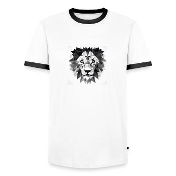 Löwe Triangle Design - Männer Kontrast-T-Shirt - Weiß/Schwarz - Vorne - AI Model Female 172 light (172cm) & AI Model Male 178 dark (178cm)