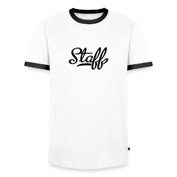 Staff - T-shirt contrasté Homme - blanc/noir - Devant - AI Model Female 172 light (172cm) & AI Model Male 178 dark (178cm)