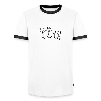 Family - Men's Ringer Shirt - white/black - Front - AI Model Female 172 light (172cm) & AI Model Male 178 dark (178cm)